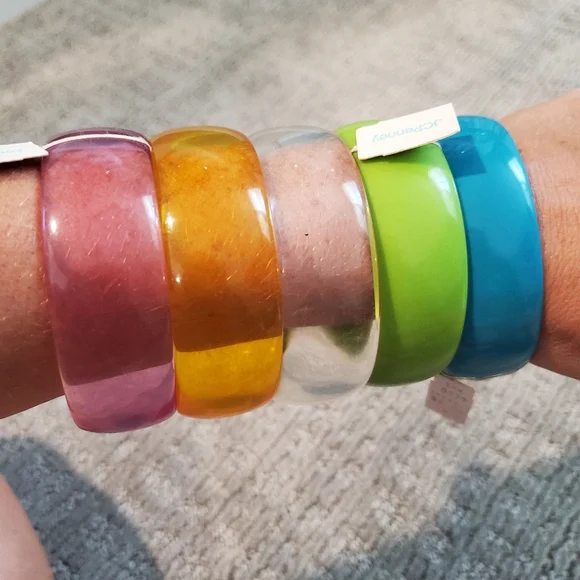 Vintage JC Penney 80's green plastic bangle bracelet NWT, NOS - Picture 5 of 5